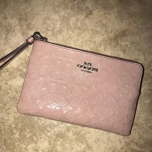 Coach Debossed Patent Leather Wristlet